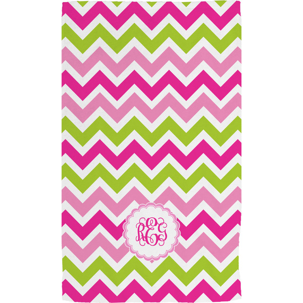 Pink & Green Chevron Hand Towel (Personalized)