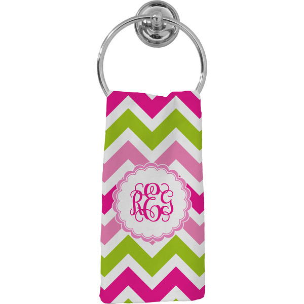 Custom Pink & Green Chevron Hand Towel - Full Print (Personalized)