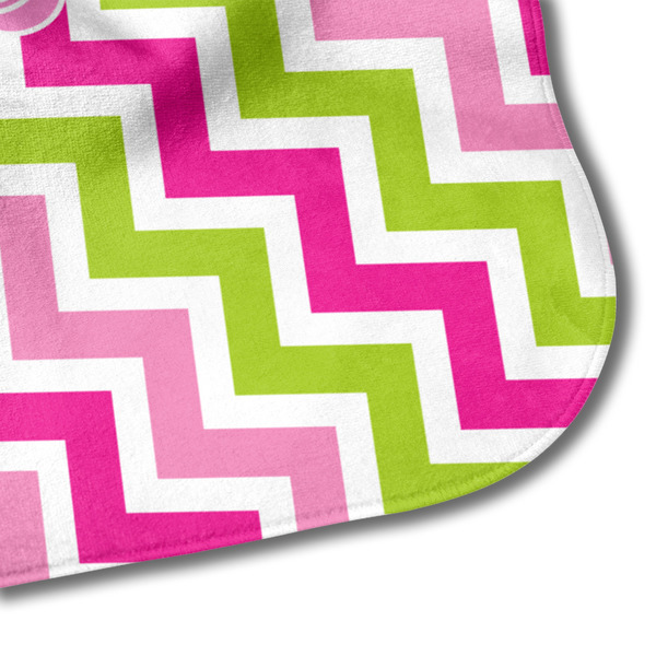 Pink & Green Chevron Hooded Baby Towel- Detail Corner