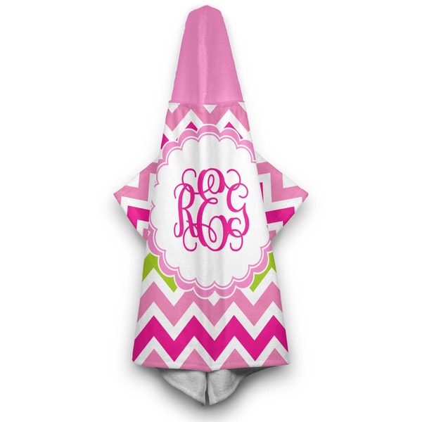 Pink & Green Chevron Hooded Towel - Hanging