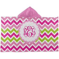 Pink & Green Chevron Kids Hooded Towel (Personalized)