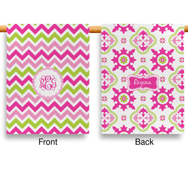 Pink & Green Chevron House Flags - Double Sided - APPROVAL