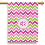 Pink & Green Chevron 28" House Flag - Single Sided (Personalized)
