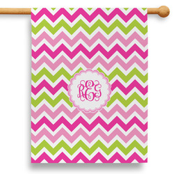 Pink & Green Chevron 28" House Flag - Single Sided (Personalized)