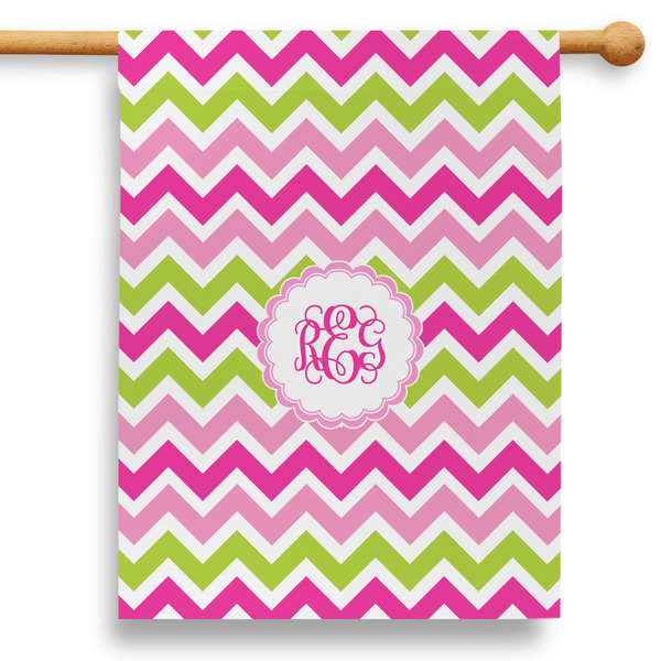 Custom Pink & Green Chevron 28" House Flag (Personalized)