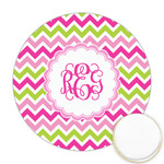Pink & Green Chevron Printed Cookie Topper - 2.5" (Personalized)