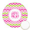 Pink & Green Chevron Printed Cookie Topper - 2.5" (Personalized)