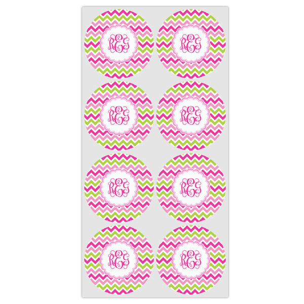 Pink & Green Chevron Icing Circle - Medium - Set of 8