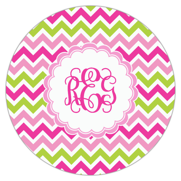 Pink & Green Chevron Icing Circle - Medium - Single