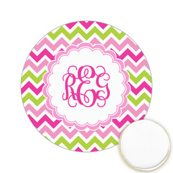Pink & Green Chevron Printed Cookie Topper - 2.15" (Personalized)