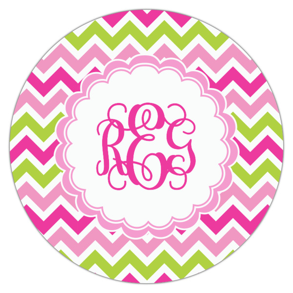 Pink & Green Chevron Icing Circle - Small - Single