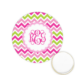 Pink & Green Chevron Printed Cookie Topper - 1.25" (Personalized)