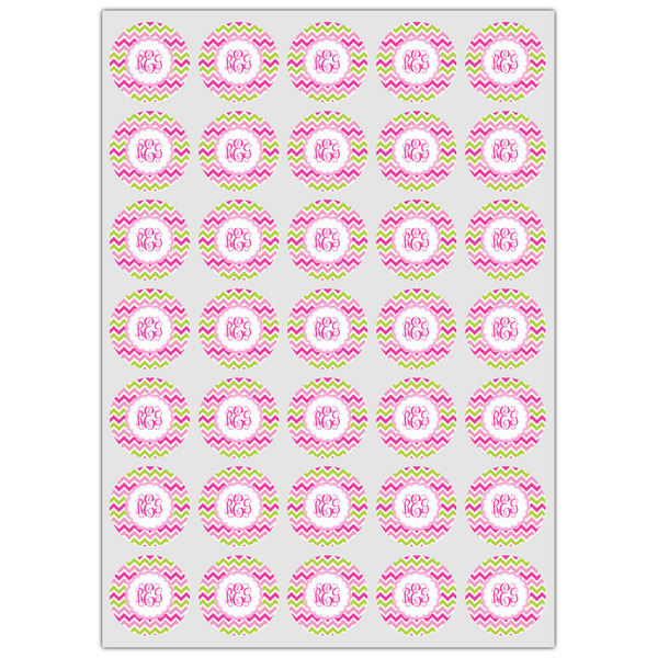 Pink & Green Chevron Icing Circle - XSmall - Set of 35