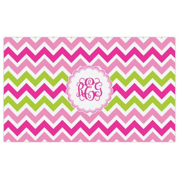 Pink & Green Chevron Indoor / Outdoor Rug - 3'x5' - Front Flat