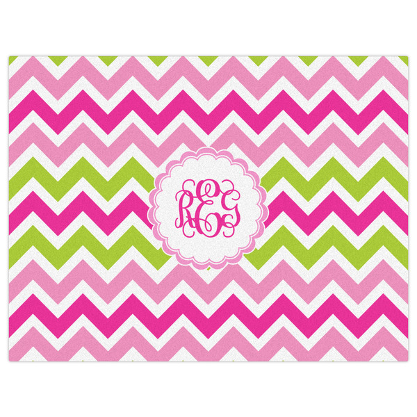 Pink & Green Chevron Indoor / Outdoor Rug - 6'x8' - Front Flat