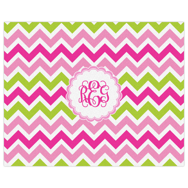 Pink & Green Chevron Indoor / Outdoor Rug - 8'x10' - Front Flat