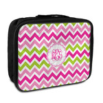 Pink & Green Chevron Insulated Lunch Bag (Personalized)