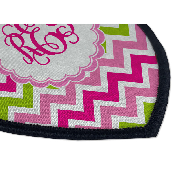 Pink & Green Chevron Iron on Shield 3 Detail