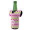 Pink & Green Chevron Jersey Bottle Cooler - ANGLE (on bottle)