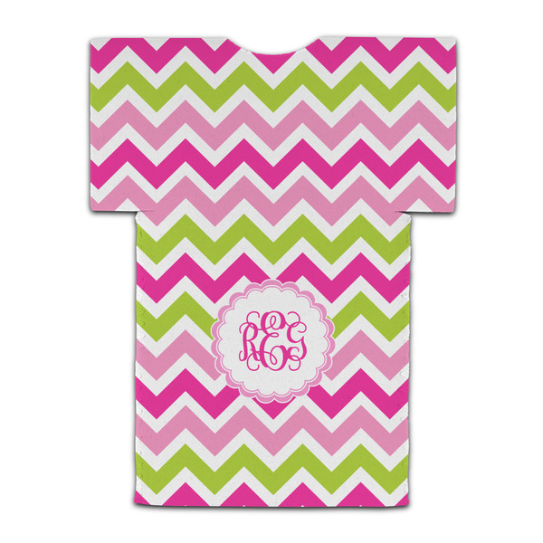 Pink & Green Chevron Jersey Bottle Cooler - BACK (flat)