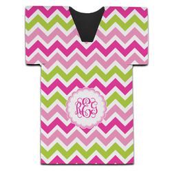 Pink & Green Chevron Jersey Bottle Cooler (Personalized)