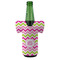 Pink & Green Chevron Jersey Bottle Cooler - FRONT (on bottle)