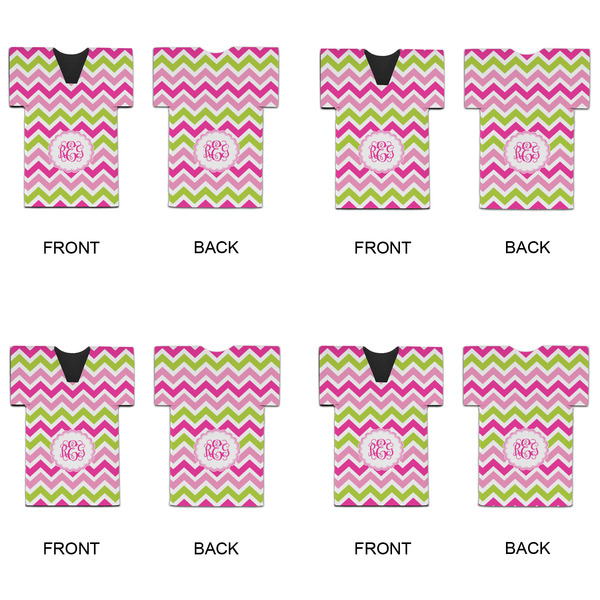 Pink & Green Chevron Jersey Bottle Cooler - Set of 4 - APPROVAL
