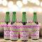 Pink & Green Chevron Jersey Bottle Cooler - Set of 4 - LIFESTYLE