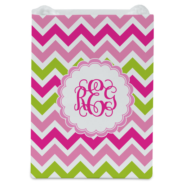 Pink & Green Chevron Jewelry Gift Bag - Gloss - Front
