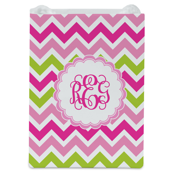 Pink & Green Chevron Jewelry Gift Bag - Matte - Front