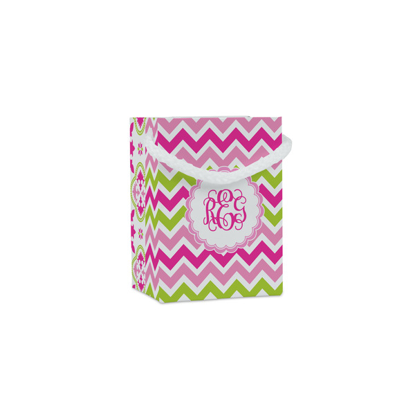 Custom Pink & Green Chevron Jewelry Gift Bags - Matte (Personalized)