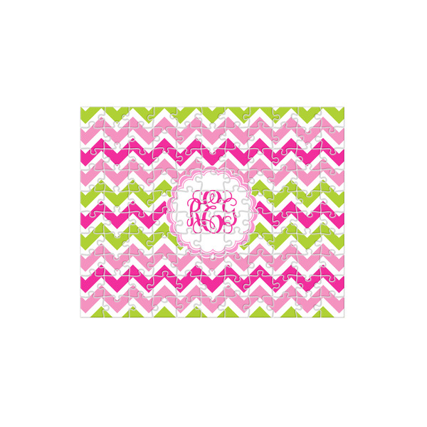 Custom Pink & Green Chevron 110 pc Jigsaw Puzzle (Personalized)