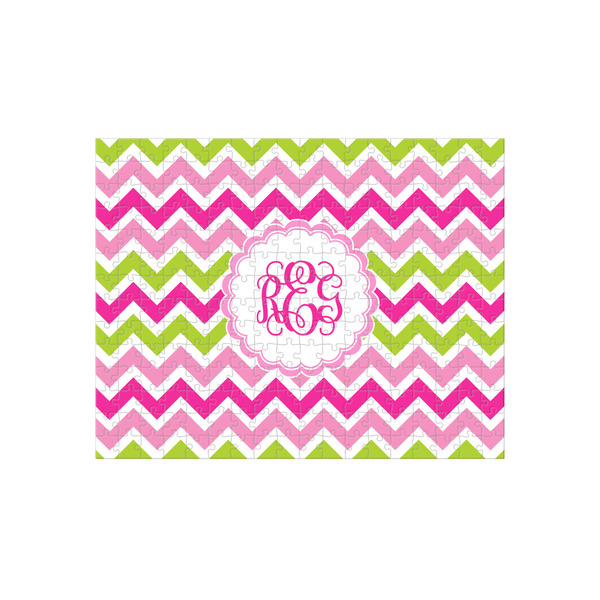Custom Pink & Green Chevron 252 pc Jigsaw Puzzle (Personalized)