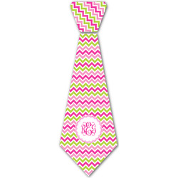 Pink & Green Chevron Iron On Tie - 4 Sizes w/ Monogram