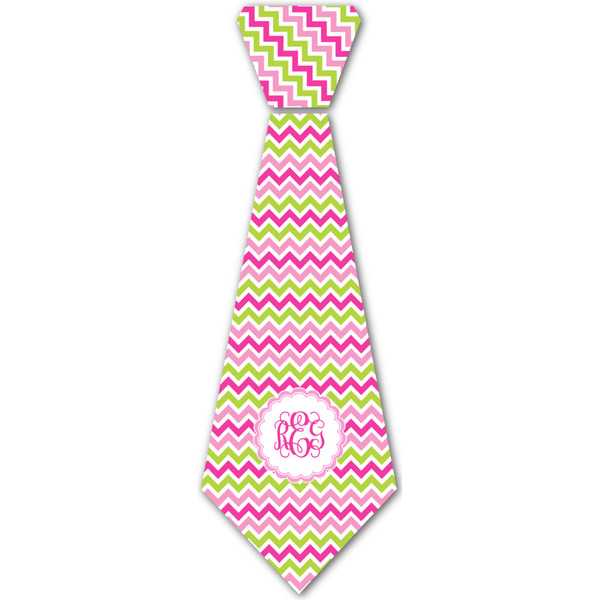 Custom Pink & Green Chevron Iron On Tie - 4 Sizes w/ Monogram