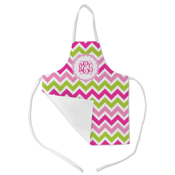 Pink & Green Chevron Kid's Aprons - Medium - Main (med/lrg)