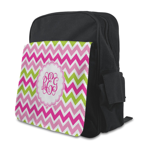 Custom Pink & Green Chevron Preschool Backpack (Personalized)