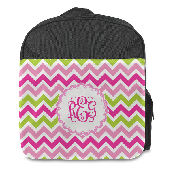 Pink & Green Chevron Kids Backpack - Front