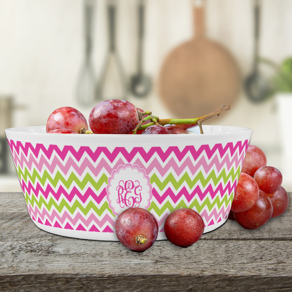 Pink & Green Chevron Kids Bowls - LIFESTYLE
