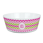 Pink & Green Chevron Kid's Bowl (Personalized)