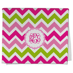 Pink & Green Chevron Kitchen Towel - Poly Cotton w/ Monograms