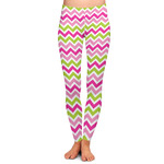 Pink & Green Chevron Ladies Leggings - Extra Large