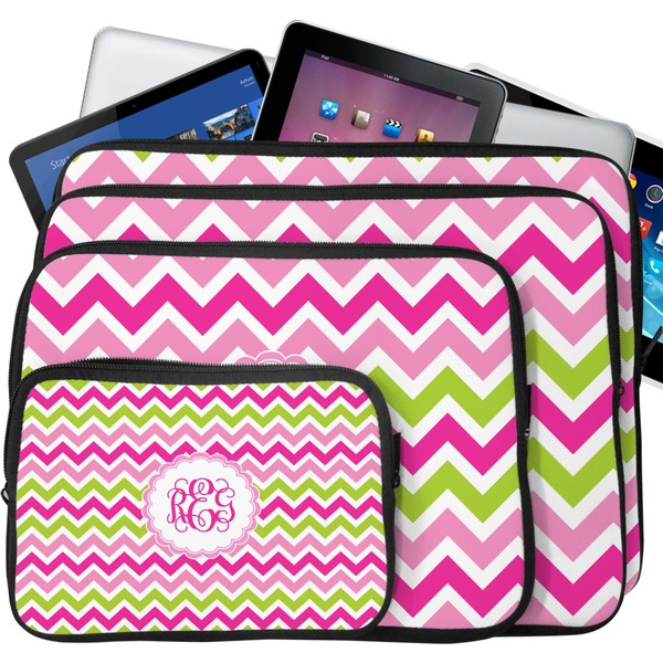 Pink & Green Chevron Laptop Case Sizes