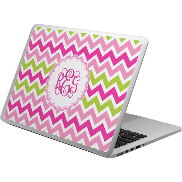 Custom Pink & Green Chevron Laptop Skin - Custom Sized (Personalized)