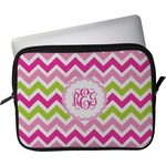 Pink & Green Chevron Laptop Sleeve / Case (Personalized)