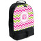 Pink & Green Chevron Large Backpack - Black - Angled View