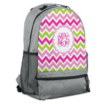 Pink & Green Chevron Backpack - Grey (Personalized)