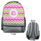 Pink & Green Chevron Large Backpack - Gray - Front & Back View