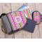 Pink & Green Chevron Large Backpack - Gray - With Stuff