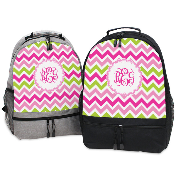 Pink & Green Chevron Large Backpacks - Both